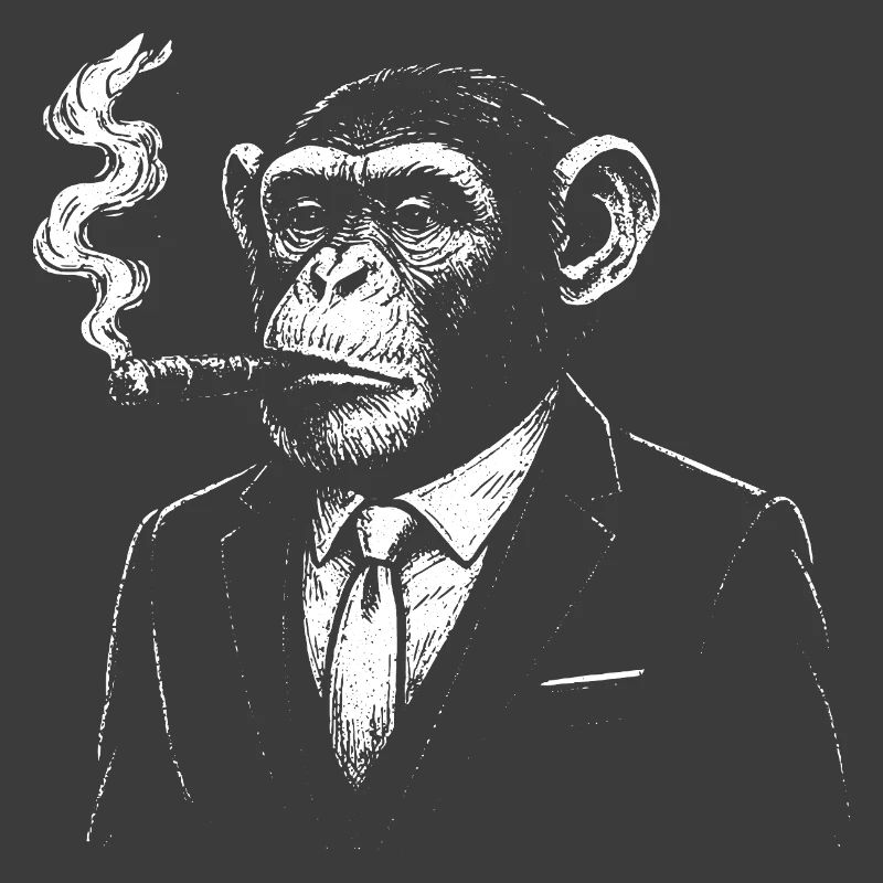 Chimp in suit smoking cigar