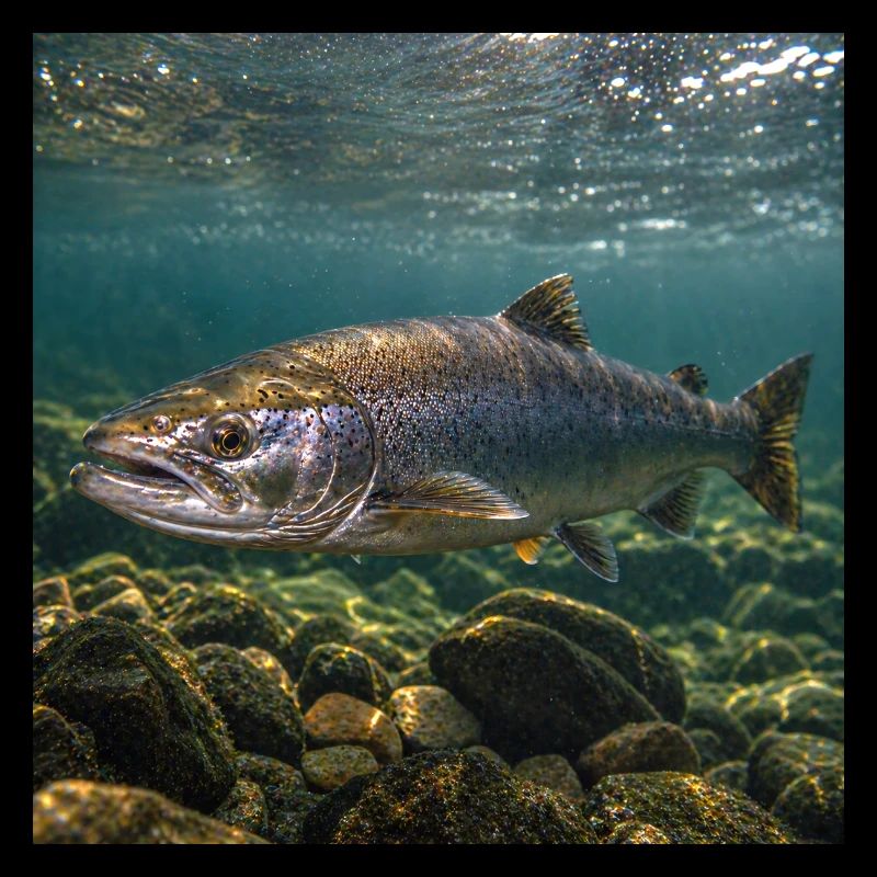 Lachs-Unterwassermotiv