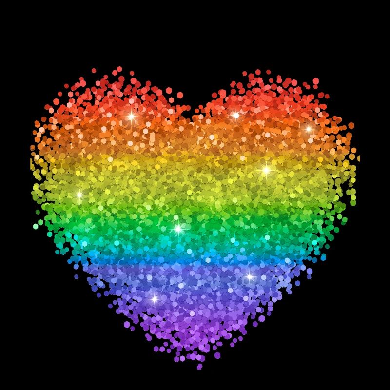 Points Paillettes en forme de cœur arc-en-ciel