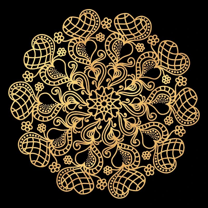 Mandala fait de cœurs - or
