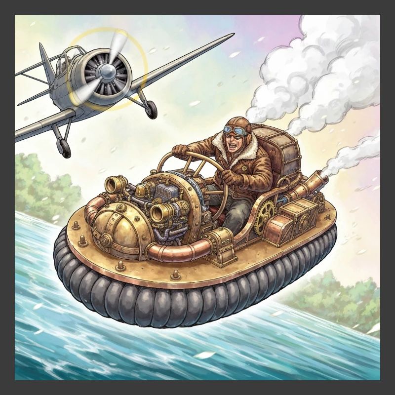 Steampunk-Luftboot-Flussjagd