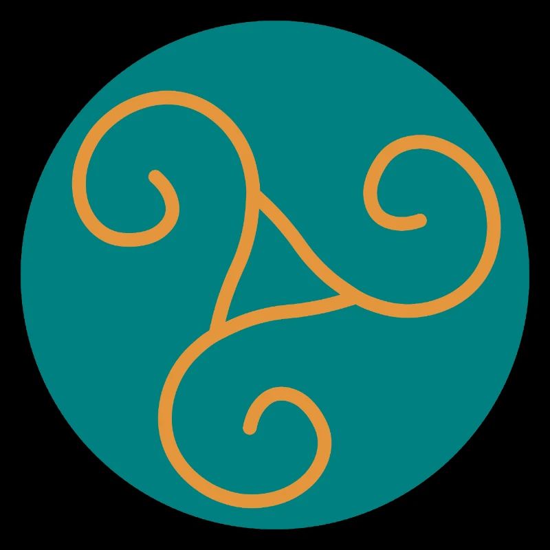 Decorative triskel in orange scrolls