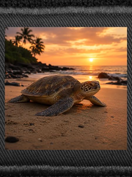 Sunset sea turtle
