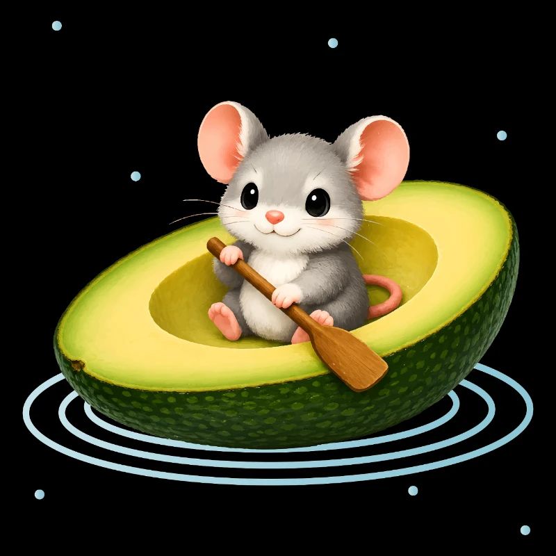 Süße Maus in Avocado Kawaii Tiermotiv
