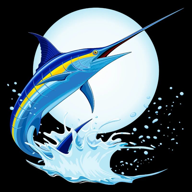 Blauer Marlin-Schwertfisch springt aus dem Ozean
