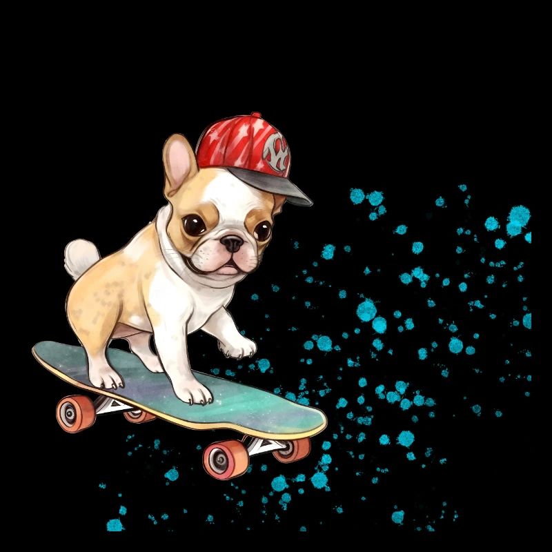 Bouledogue à roulettes avec casquette