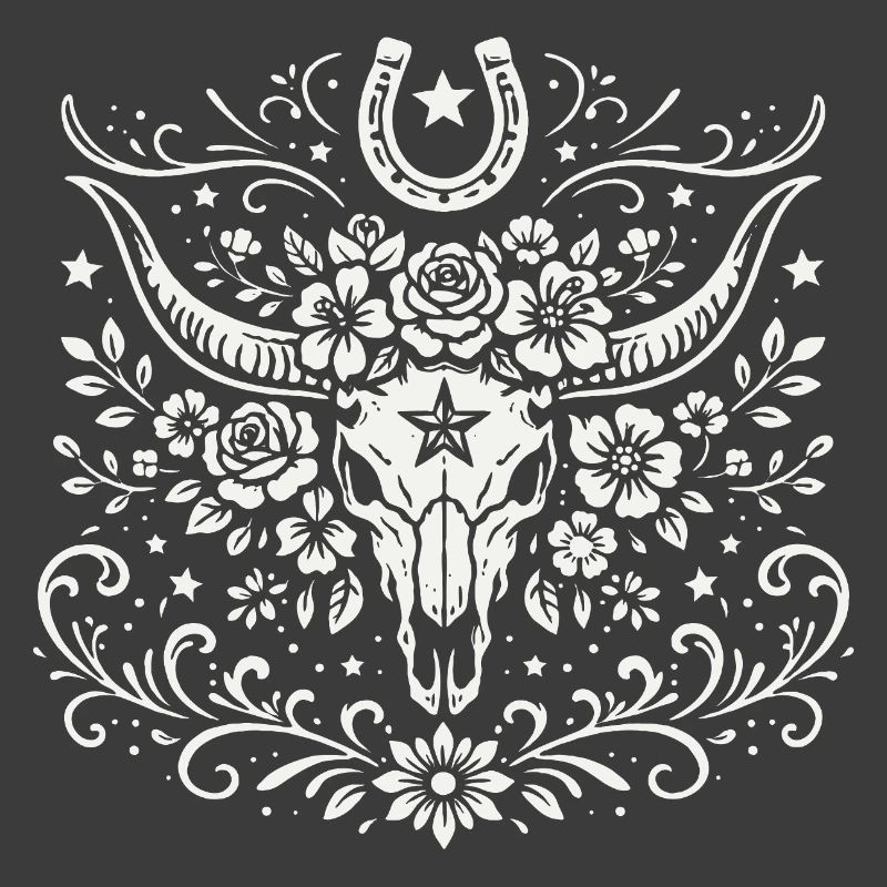 Crâne de buffle avec des fleurs