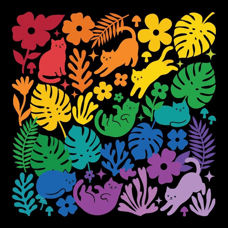 LGBT-Pride-Monat – Regenbogenkatzen und Blumen