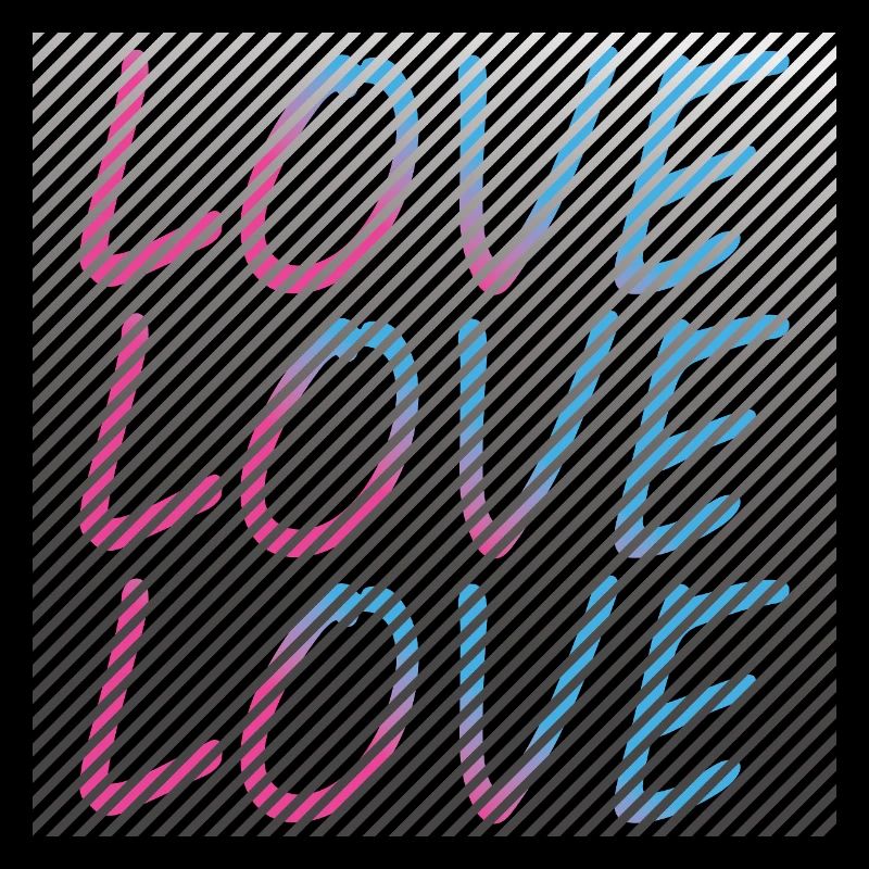 Gradient Love lettering on stripes