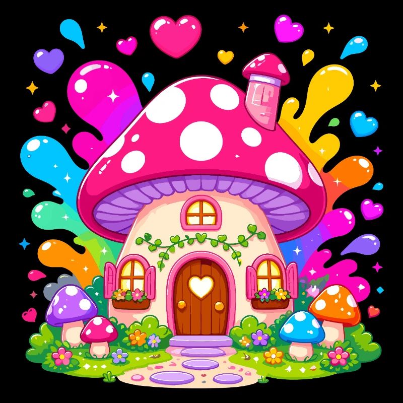Magie de la Maison Champignon Colorée