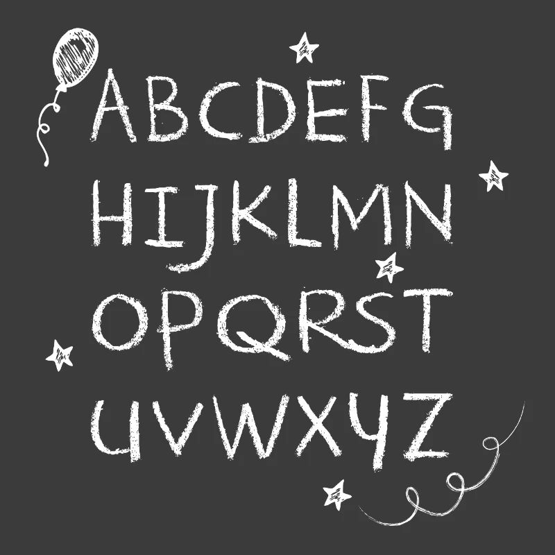 ABC chalk writing white stars & balloon