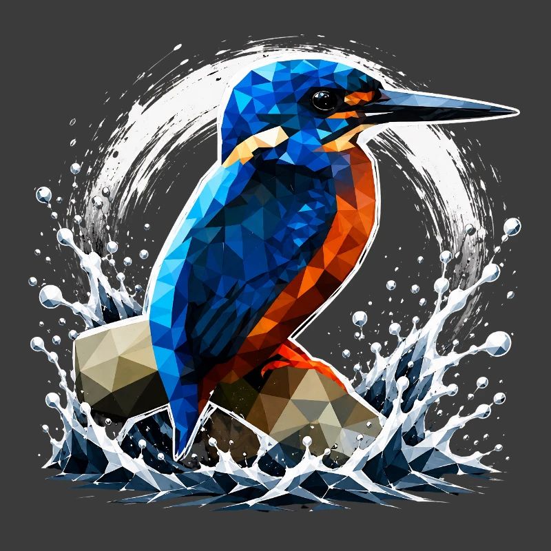 Conception d’oiseau martin-pêcheur low poly