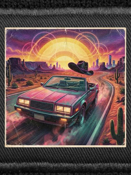 Retro Synthwave Wüstenfahrt