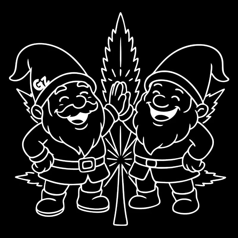 Zwergenfreunde mit Cannabisblatt
