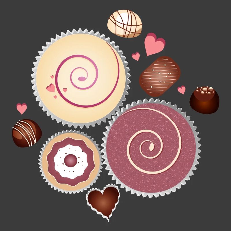 Composition de chocolats nobles aux couleurs délicates
