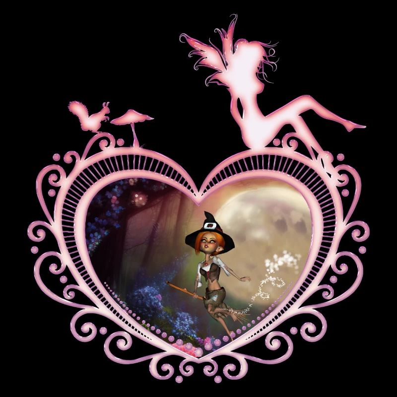 Mignonne petite sorcière volant avec un balai