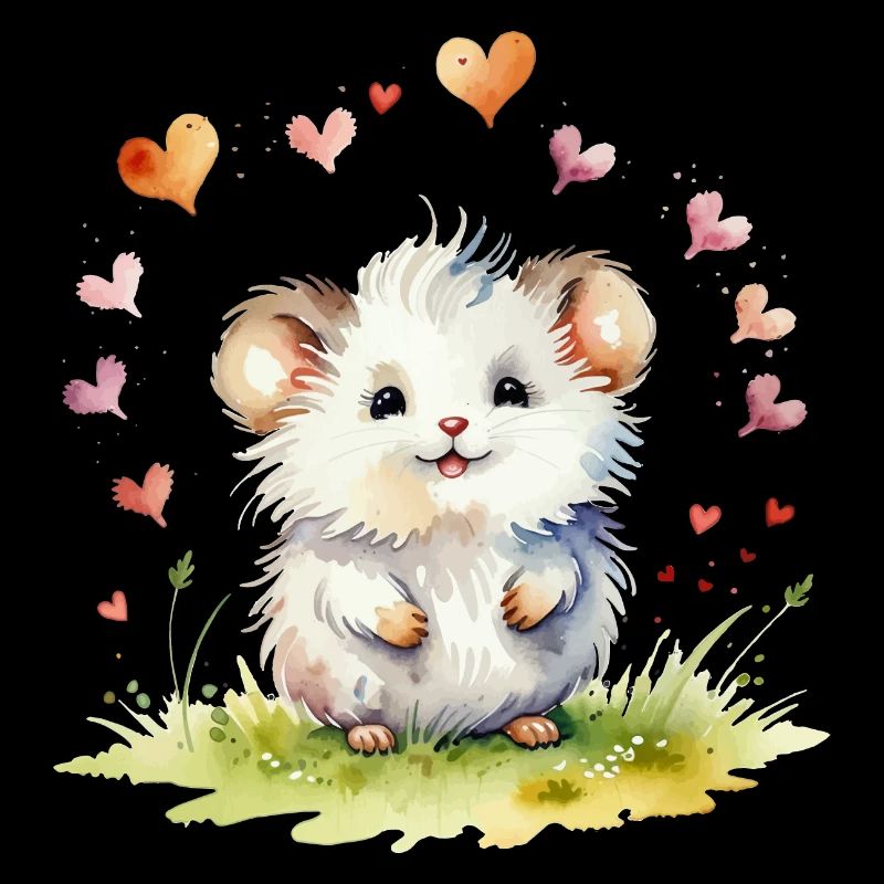 Souris mignonne dans le rêve de prairie aquarelle