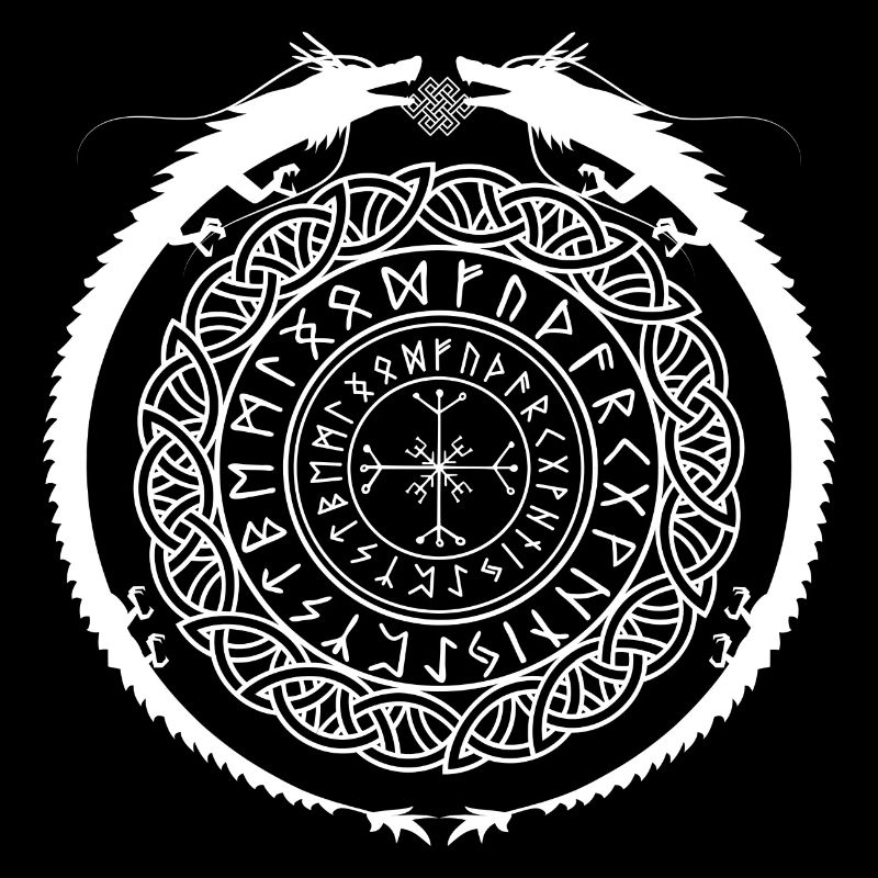 Cycle de runes nordiques avec des dragons