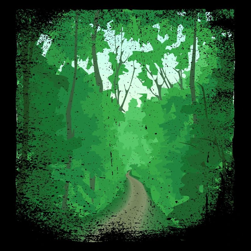 Forest path with frayed edge