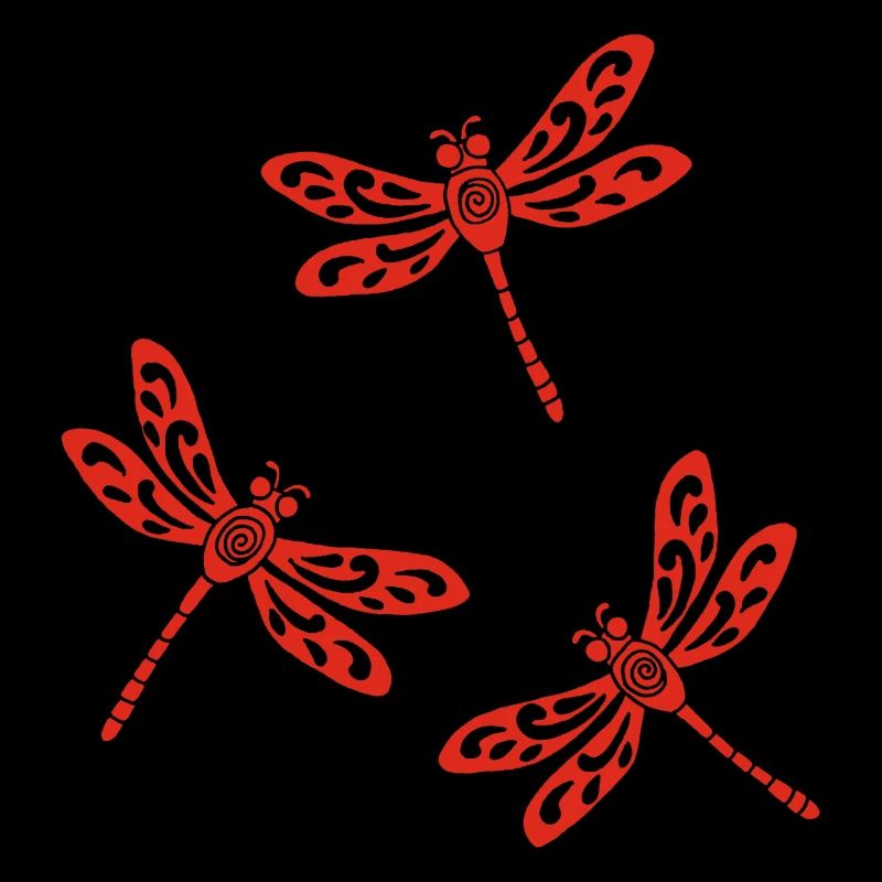 Trio roter Libellen