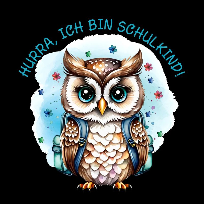 Eule - Blümchen - petrol | Hurra ich bin Schulkind