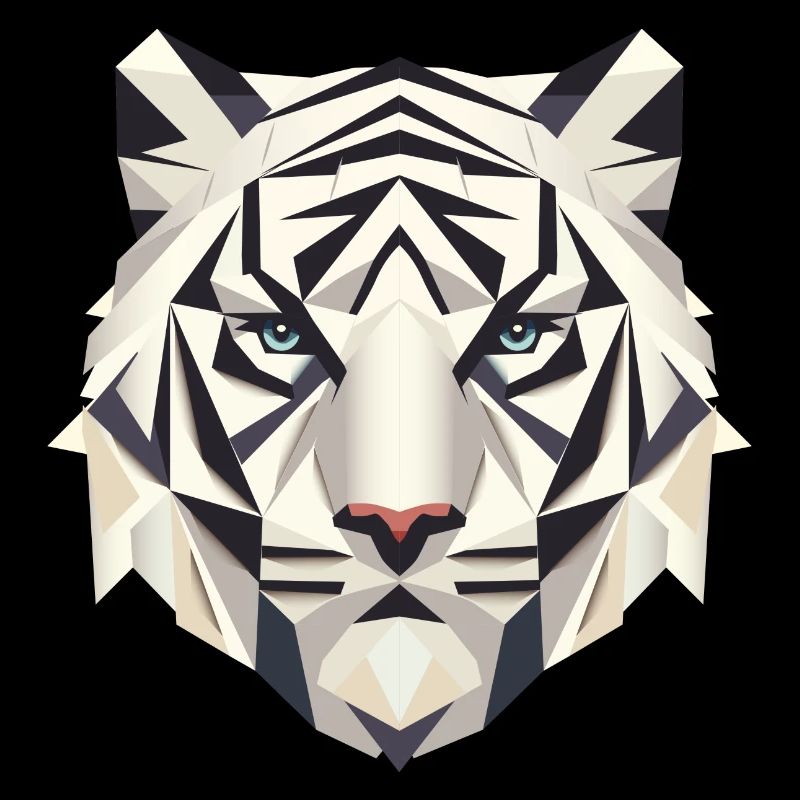 Geometric White Tiger – Strength and Elegants