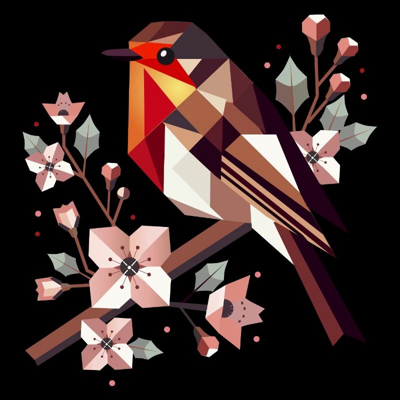 charming robin surrounded by cherry blossoms