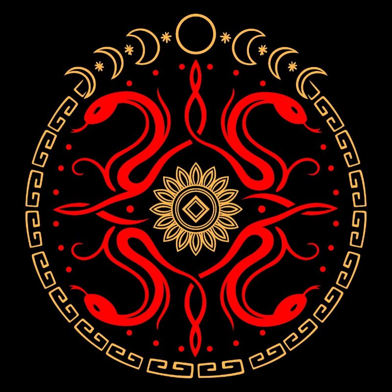 Roue serpentine avec phases de lune