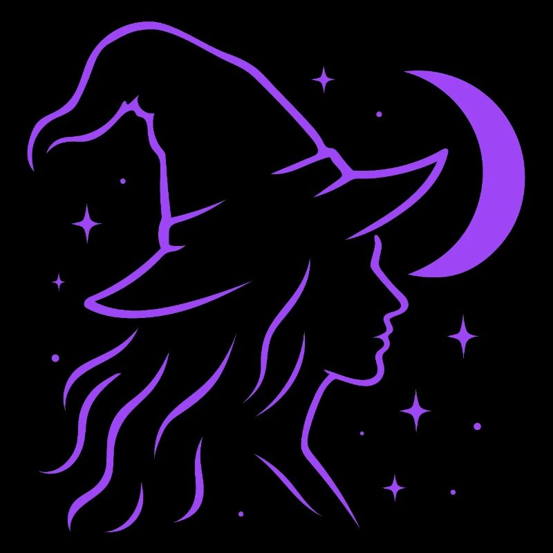 Witch Silhouette Moon Witchcore Motif