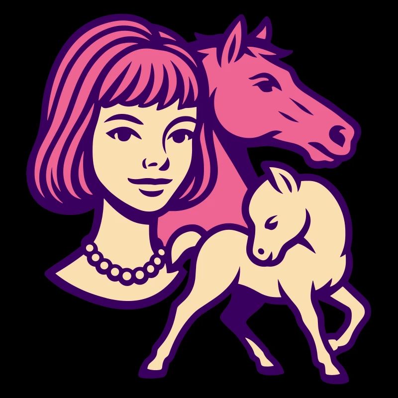 Fille Cheval Pop Art Rose