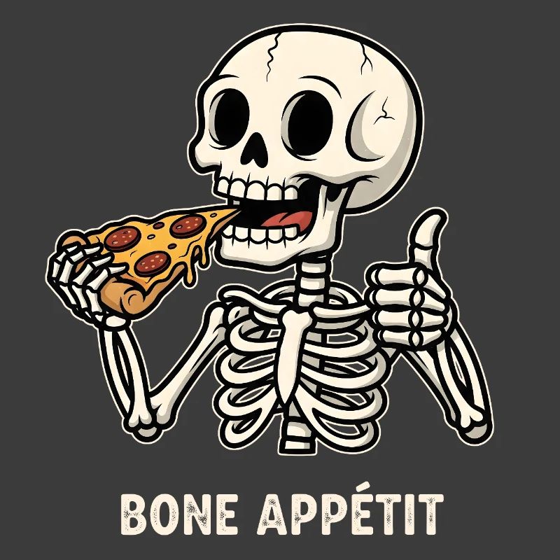 Skeleton Eats Pizza - Funny Halloween Motif