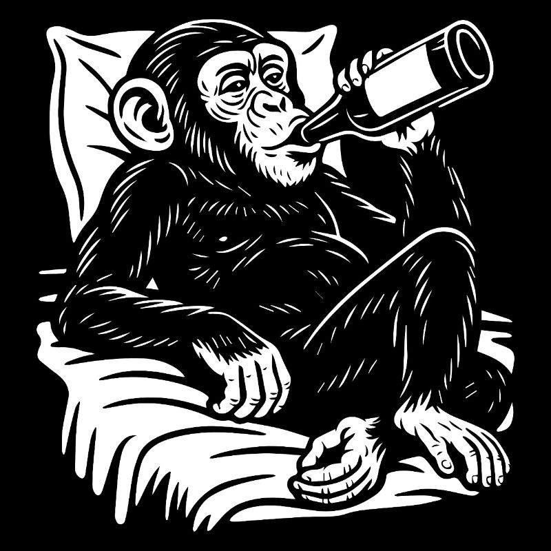 Cheeky Chimp schlürft Bier