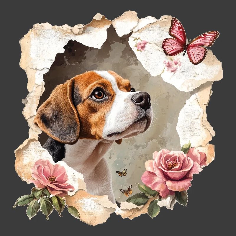 Beagle avec papillon