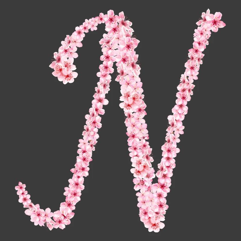 Cherry blossom initial N
