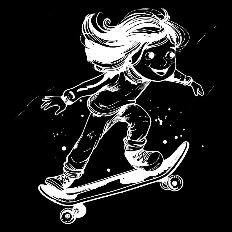 Skateboarding Mädchen Zeichnung