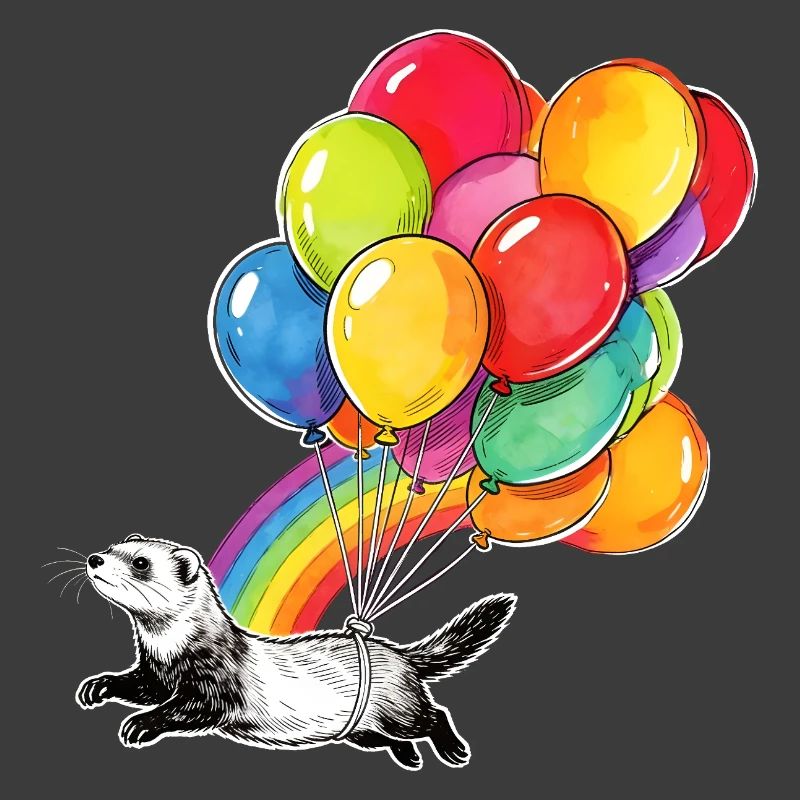 Frettchenballons und Regenbogen