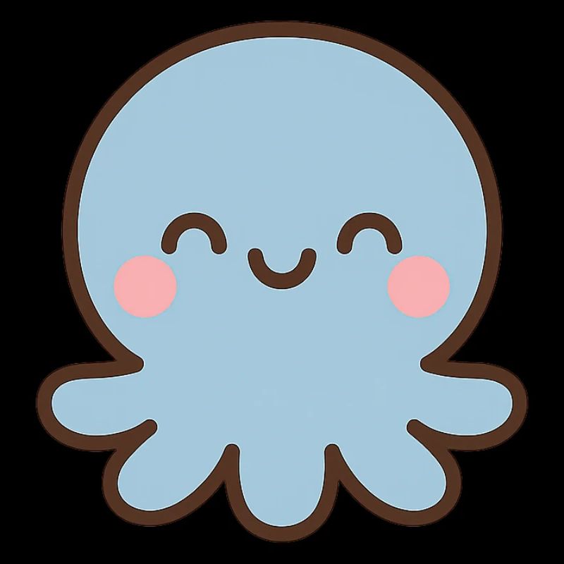 Blauer Oktopus Kawaii Lächeln