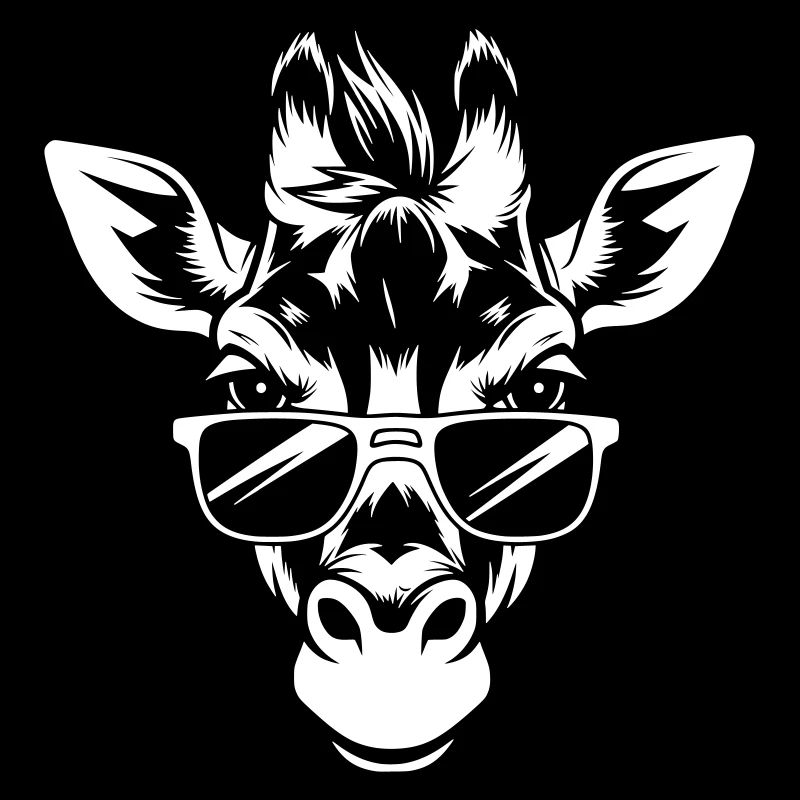 Cool giraffe head with sunglasses