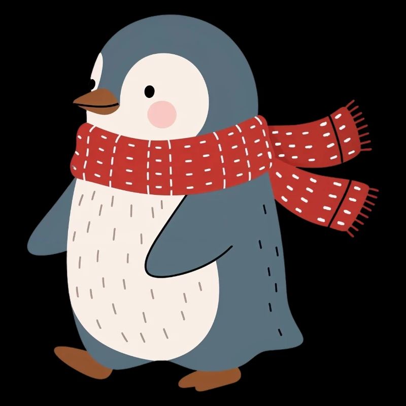 Pinguin mit roter Winterschal