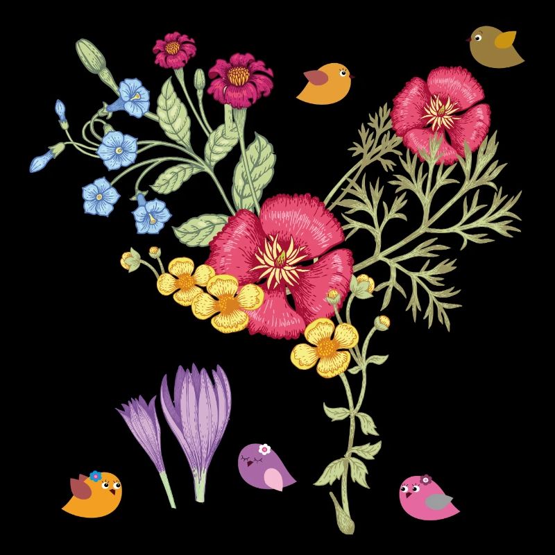 Blumenstrauß mit Vögel