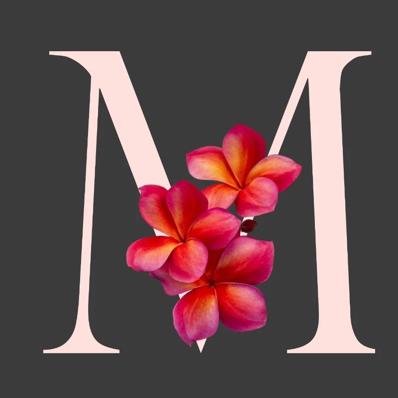 Monogramm M mit Pinker Blüte