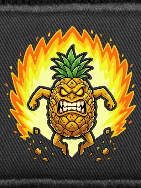 Angry pineapple with flames
