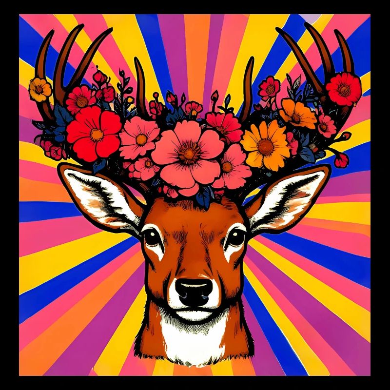 Hirsch mit Blumen