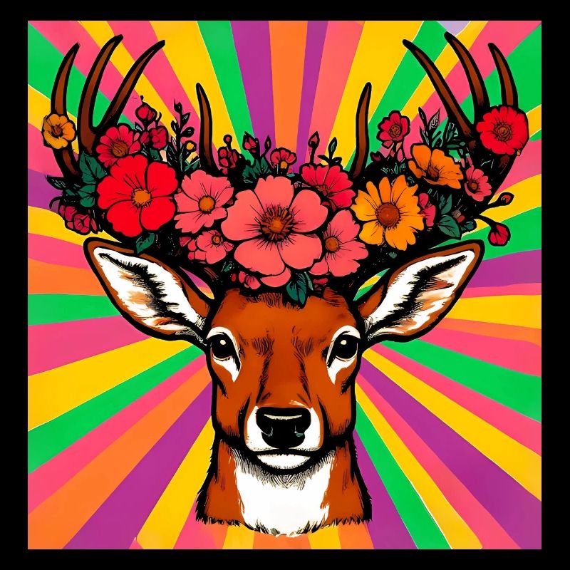 Cerf aux fleurs