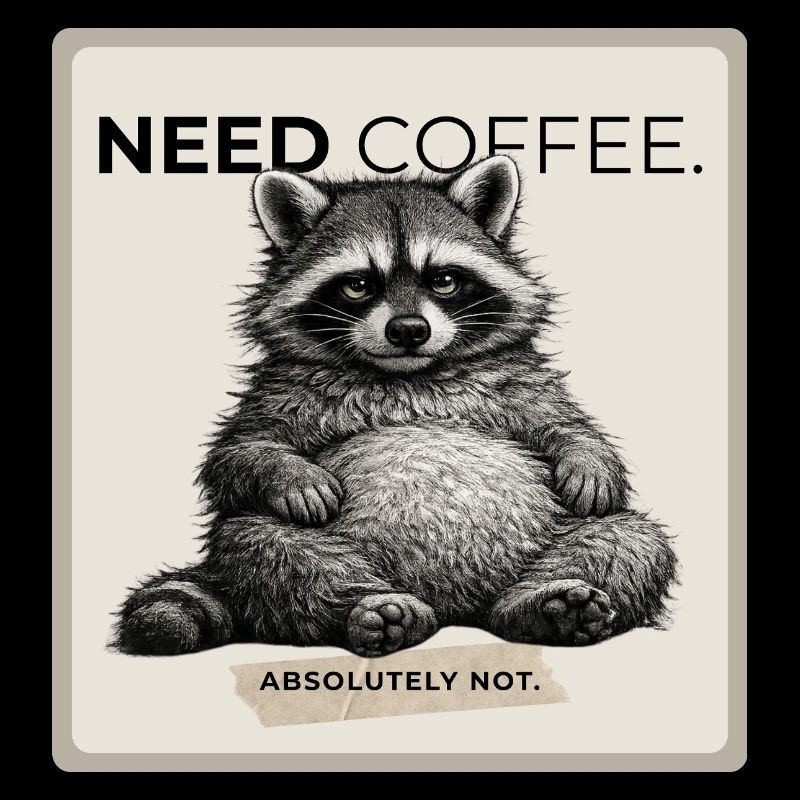 Need Coffee Lazy Raccoon Meme