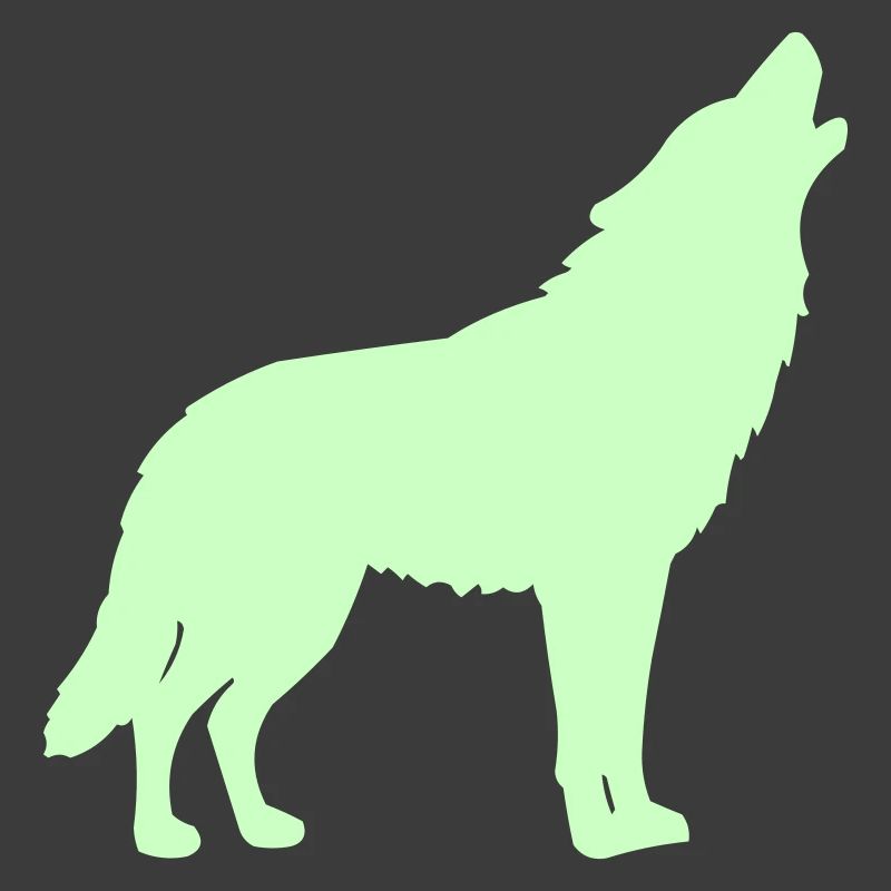 Silhouette de loup vert néon