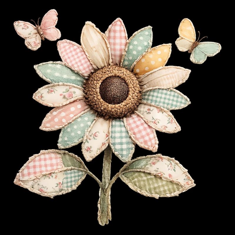 Sonnenblume Schmetterling Patchwork Vintage
