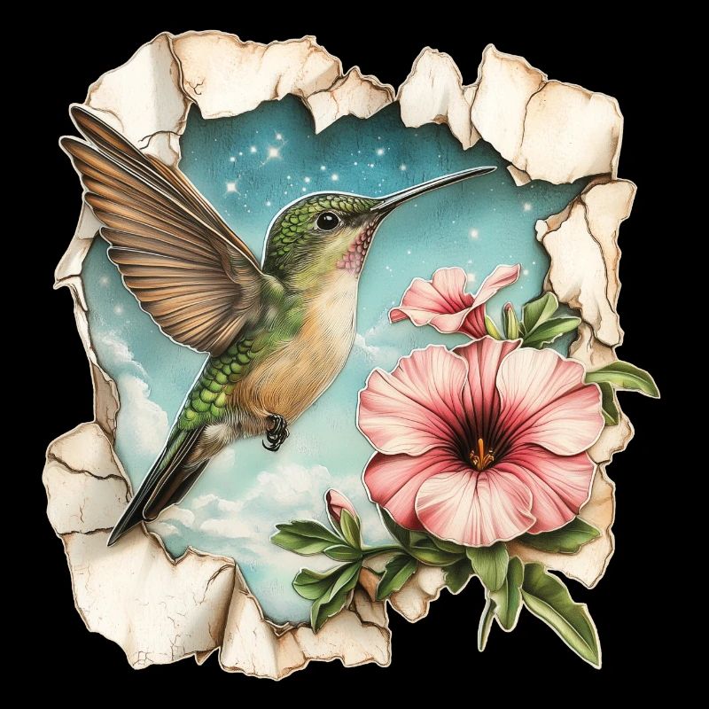 Kolibri mit Blüte