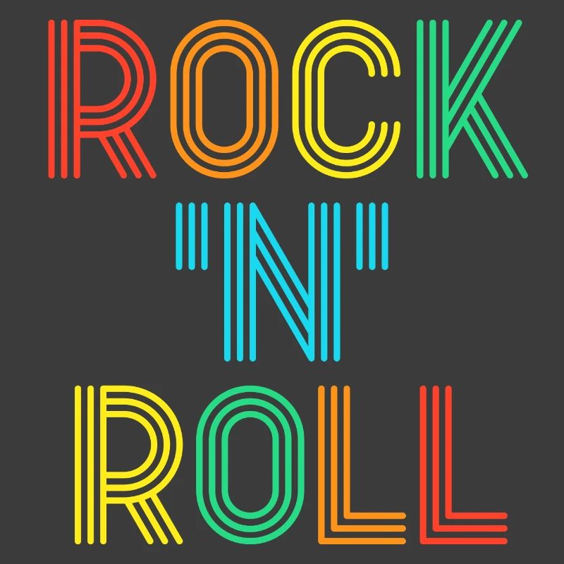 Rock'N'Roll Multicolored Retro Neon Text
