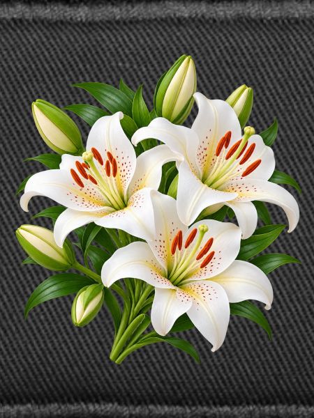Weiße Lilien-Blumenstrauß-Kunst